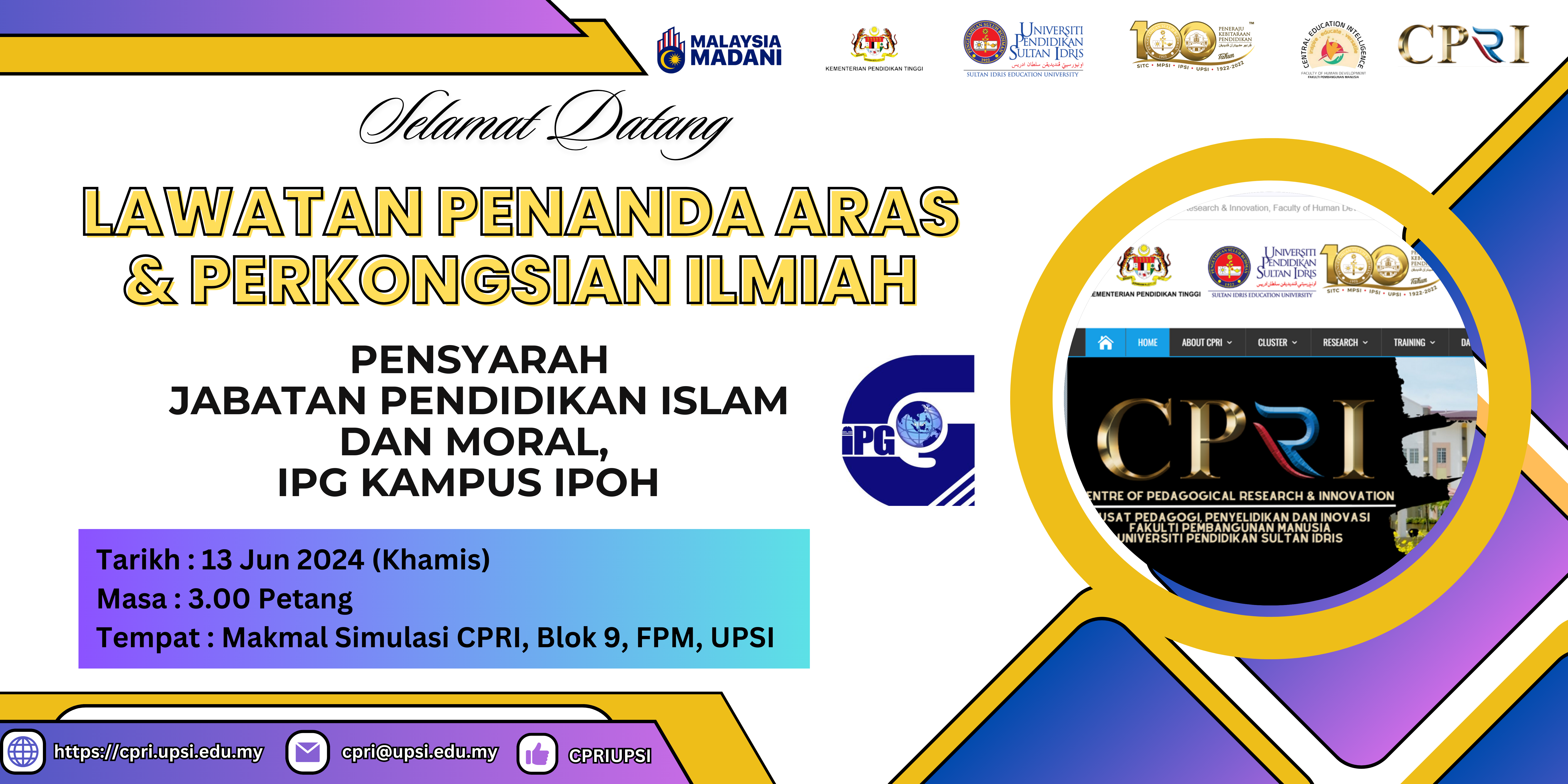 LAWATAN PENANDA ARAS & PERKONGSIAN ILMIAH DARI PENSYARAH IPG KAMPUS IPOH